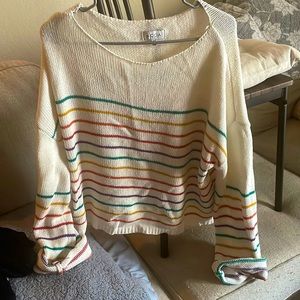 Long sleeve cream/rainbow sweater